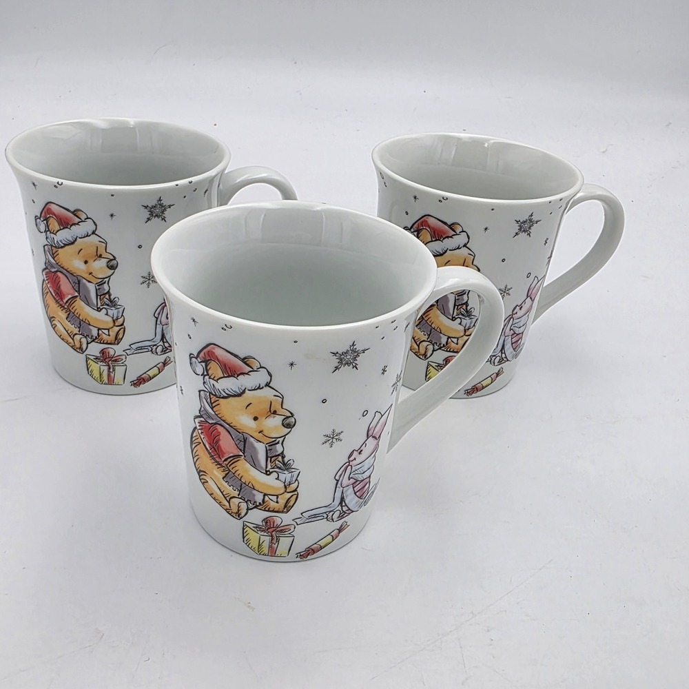 Disney Winnie the Pooh Christmas Coffee Mugs Set of 3 Zrike Brands Holiday Mugs